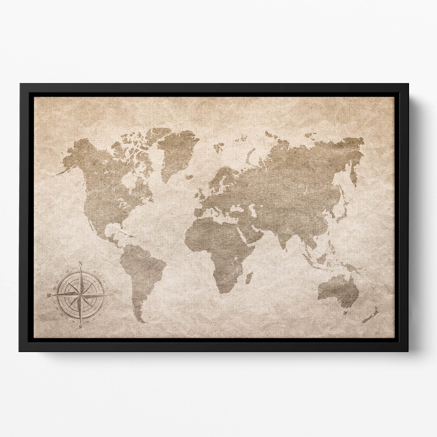 vintage paper with world map Floating Framed Canvas