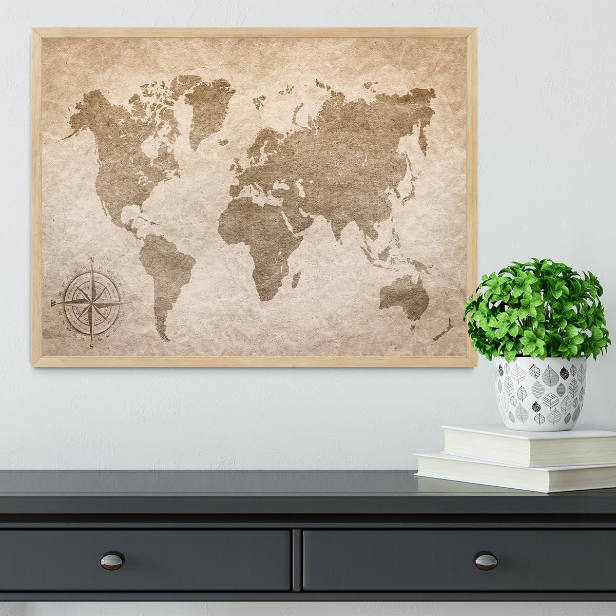 vintage paper with world map Framed Print - Canvas Art Rocks - 4