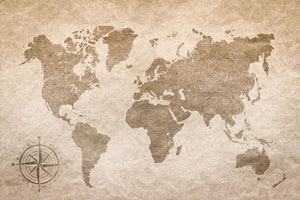 vintage paper with world map Wall Mural Wallpaper - Canvas Art Rocks - 1