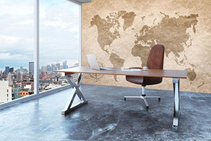 vintage paper with world map Wall Mural Wallpaper - Canvas Art Rocks - 3