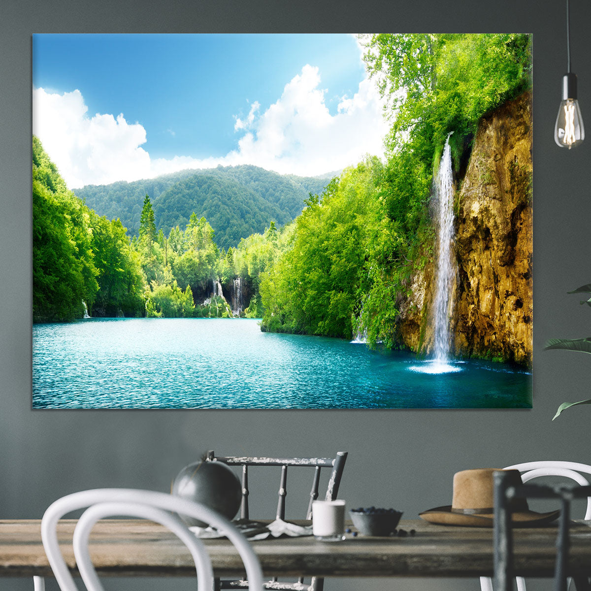 waterfall in deep forest Canvas Print or Poster - Canvas Art Rocks - 3