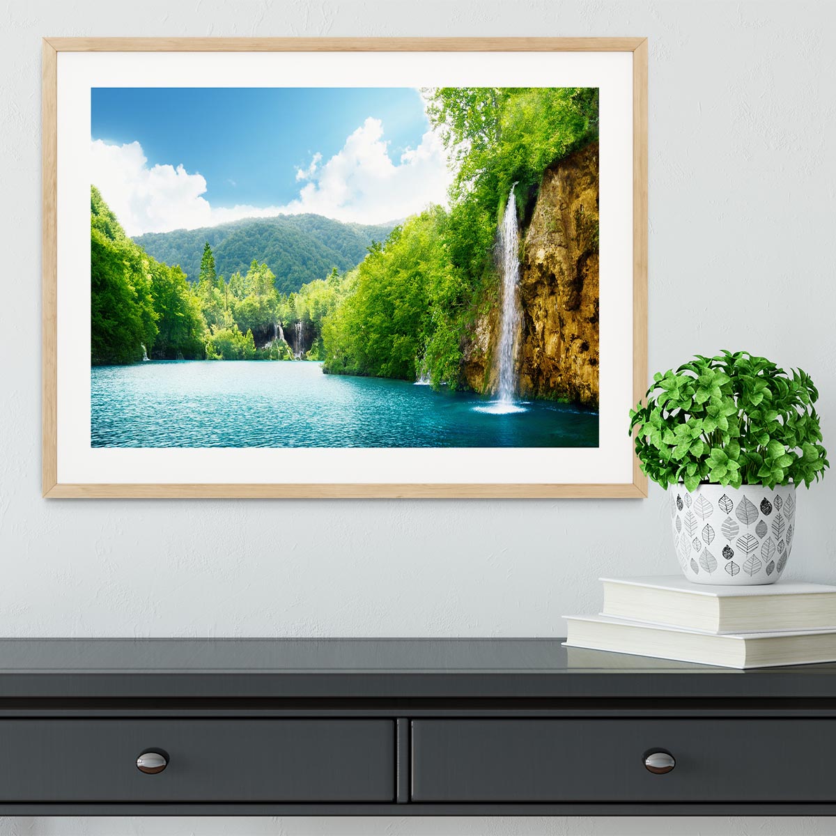 waterfall in deep forest Framed Print - Canvas Art Rocks - 3
