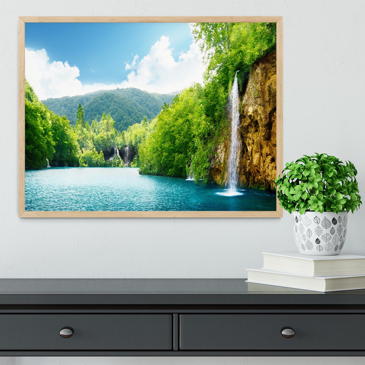 waterfall in deep forest Framed Print - Canvas Art Rocks - 4