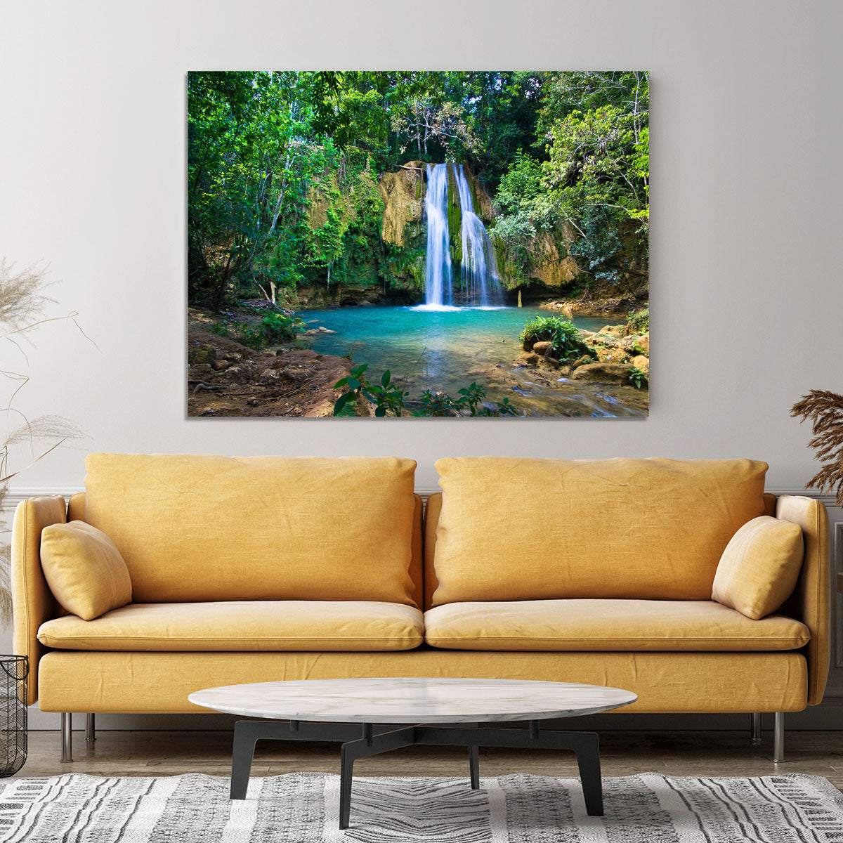 waterfall in deep green forest Canvas Print or Poster - Canvas Art Rocks - 4