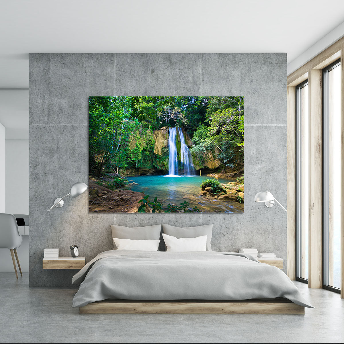 waterfall in deep green forest Canvas Print or Poster - Canvas Art Rocks - 5