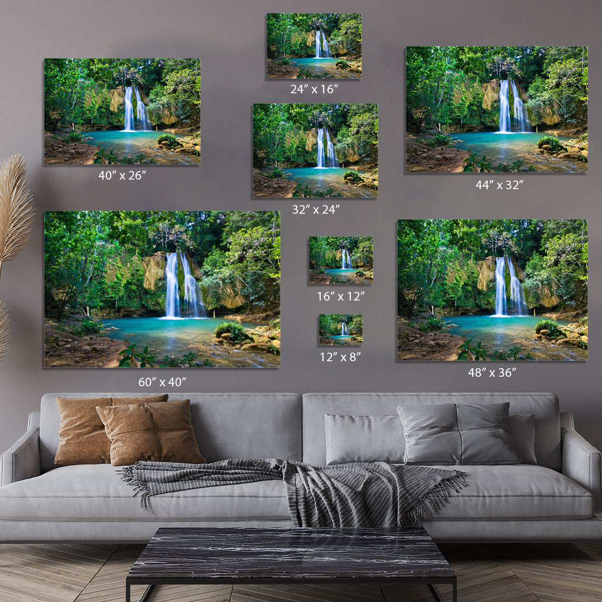 waterfall in deep green forest Canvas Print or Poster - Canvas Art Rocks - 7