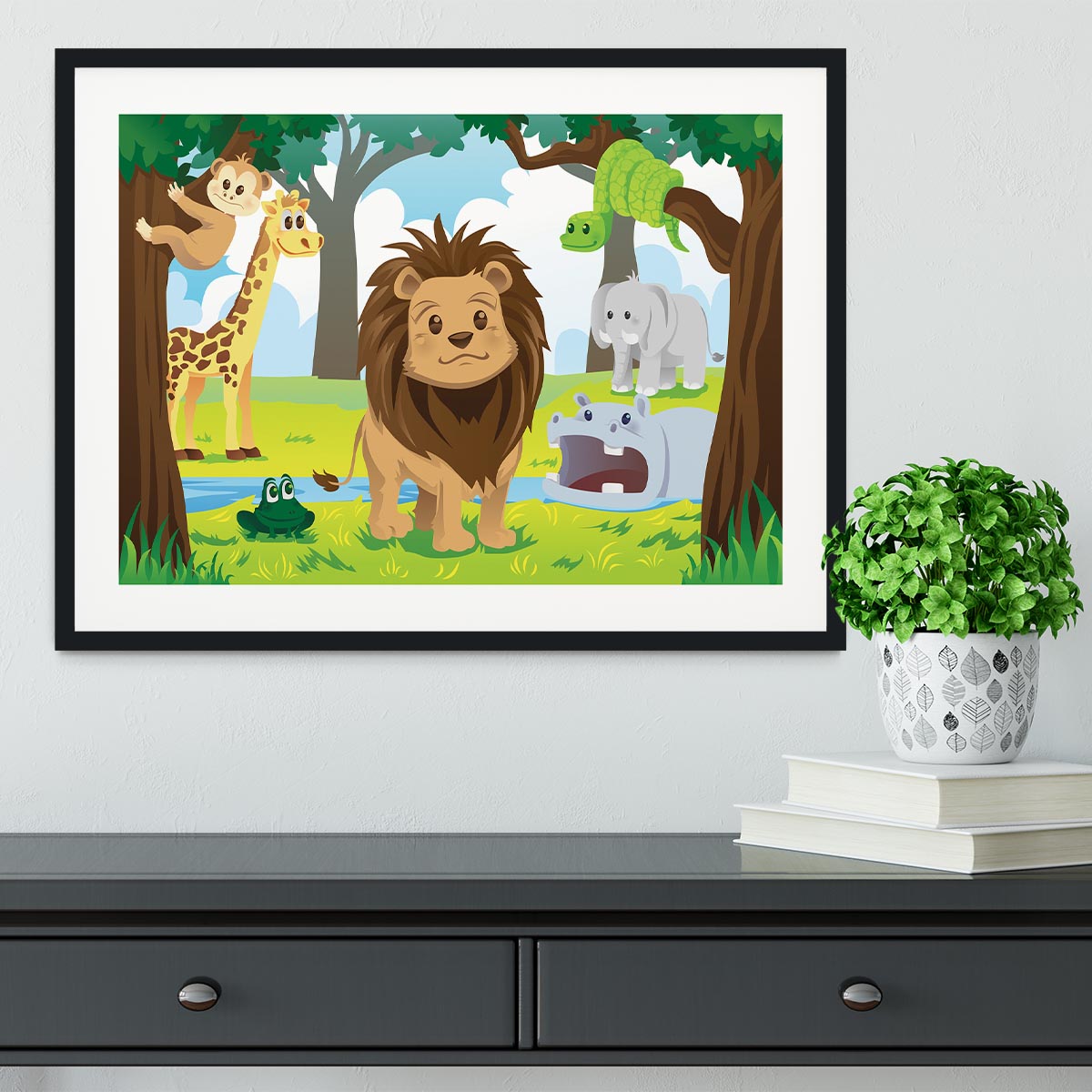 wild jungle animals in the animal kingdom Framed Print - Canvas Art Rocks - 1