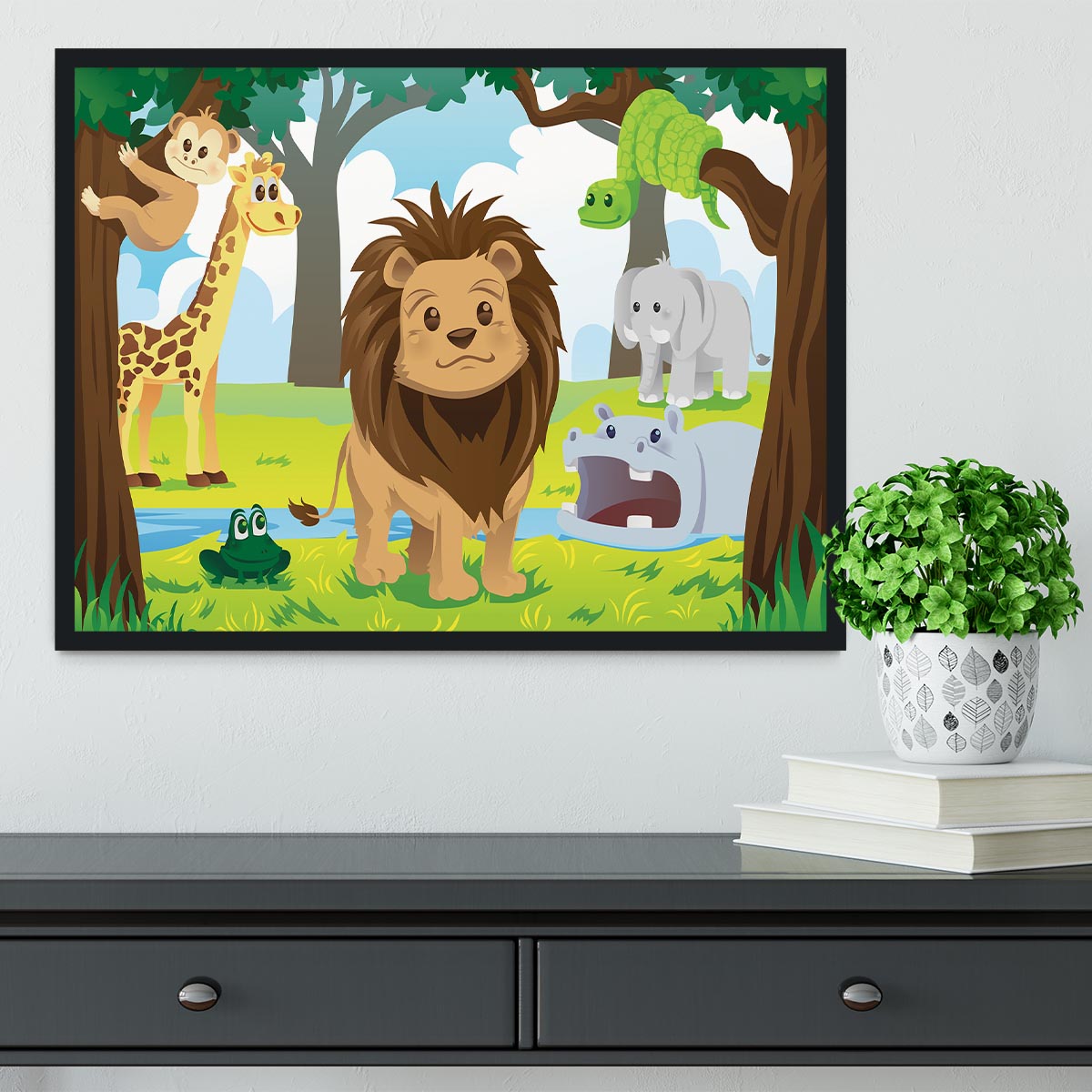 wild jungle animals in the animal kingdom Framed Print - Canvas Art Rocks - 2