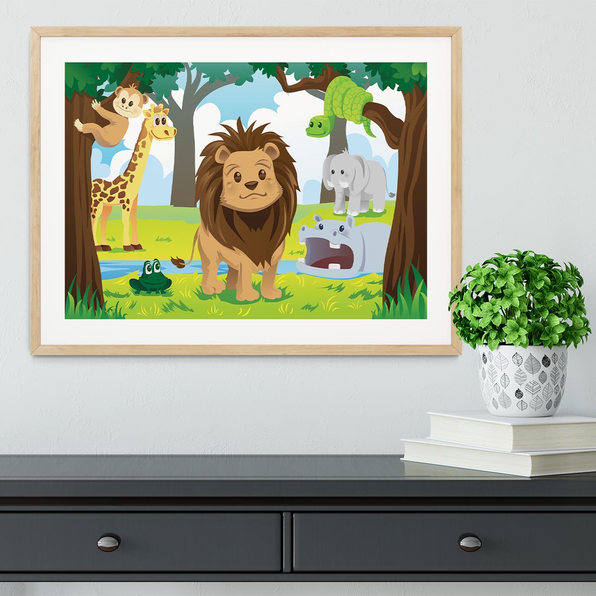 wild jungle animals in the animal kingdom Framed Print - Canvas Art Rocks - 3