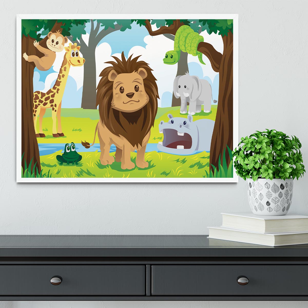 wild jungle animals in the animal kingdom Framed Print - Canvas Art Rocks -6