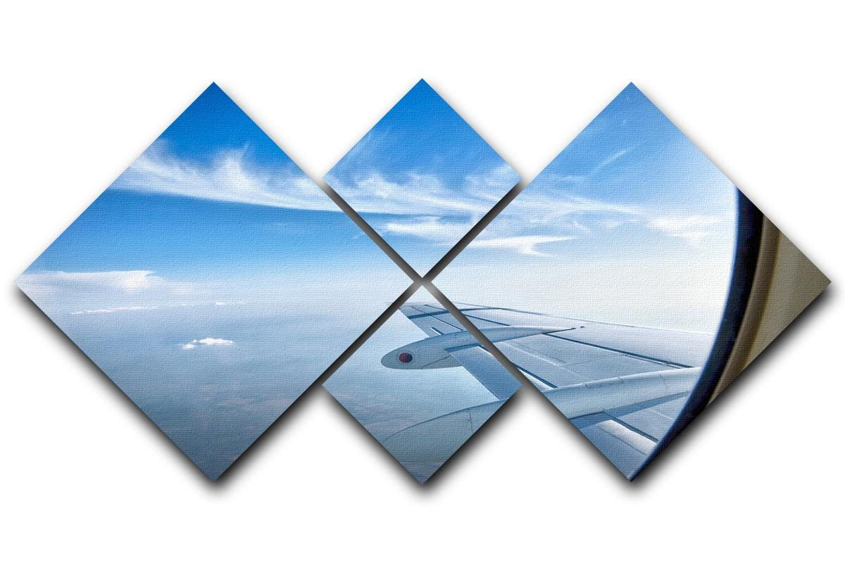 window aircraft during flight 4 Square Multi Panel Canvas  - Canvas Art Rocks - 1