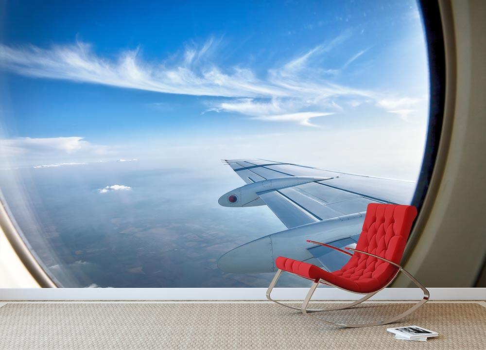 window aircraft during flight Wall Mural Wallpaper - Canvas Art Rocks - 2