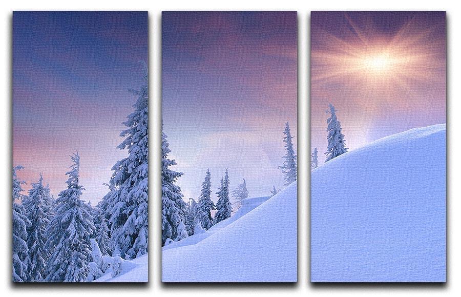 winter landscape in the mountains 3 Split Panel Canvas Print - Canvas Art Rocks - 1