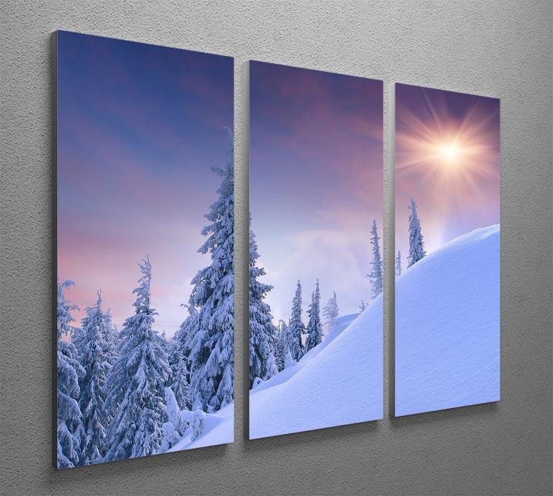 winter landscape in the mountains 3 Split Panel Canvas Print - Canvas Art Rocks - 2