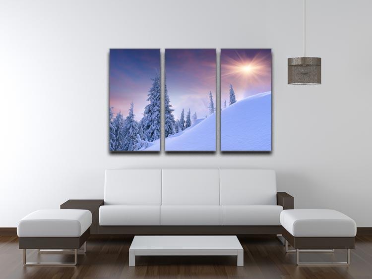 winter landscape in the mountains 3 Split Panel Canvas Print - Canvas Art Rocks - 3
