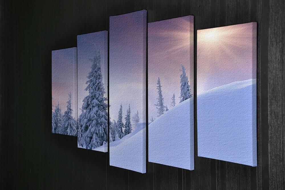 winter landscape in the mountains 5 Split Panel Canvas  - Canvas Art Rocks - 2