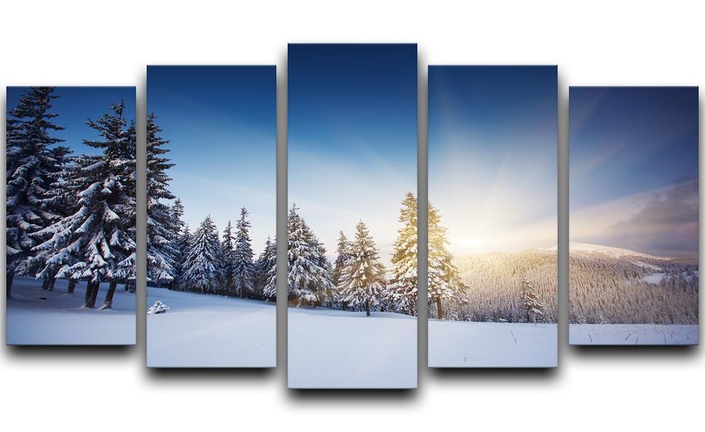 winter mountains landscape 5 Split Panel Canvas  - Canvas Art Rocks - 1