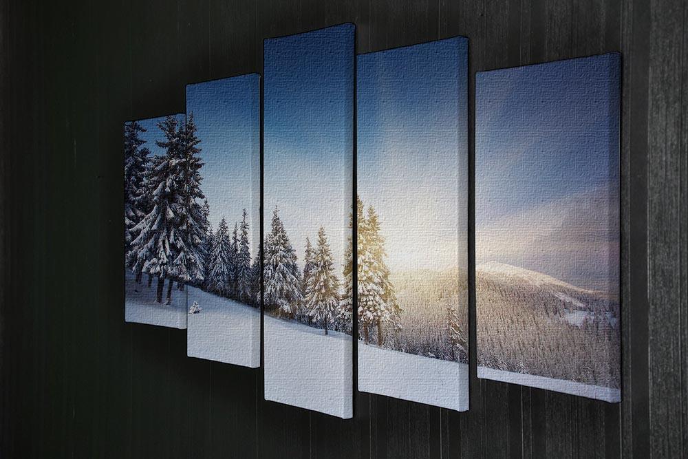 winter mountains landscape 5 Split Panel Canvas  - Canvas Art Rocks - 2
