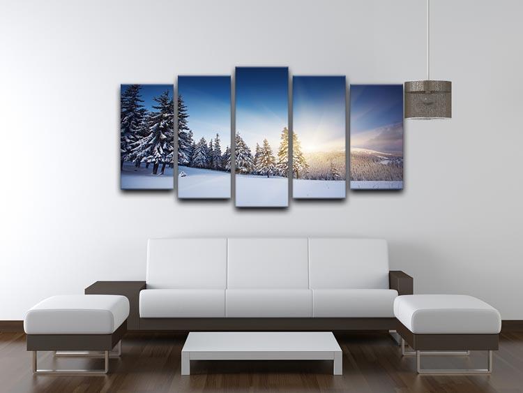 winter mountains landscape 5 Split Panel Canvas  - Canvas Art Rocks - 3