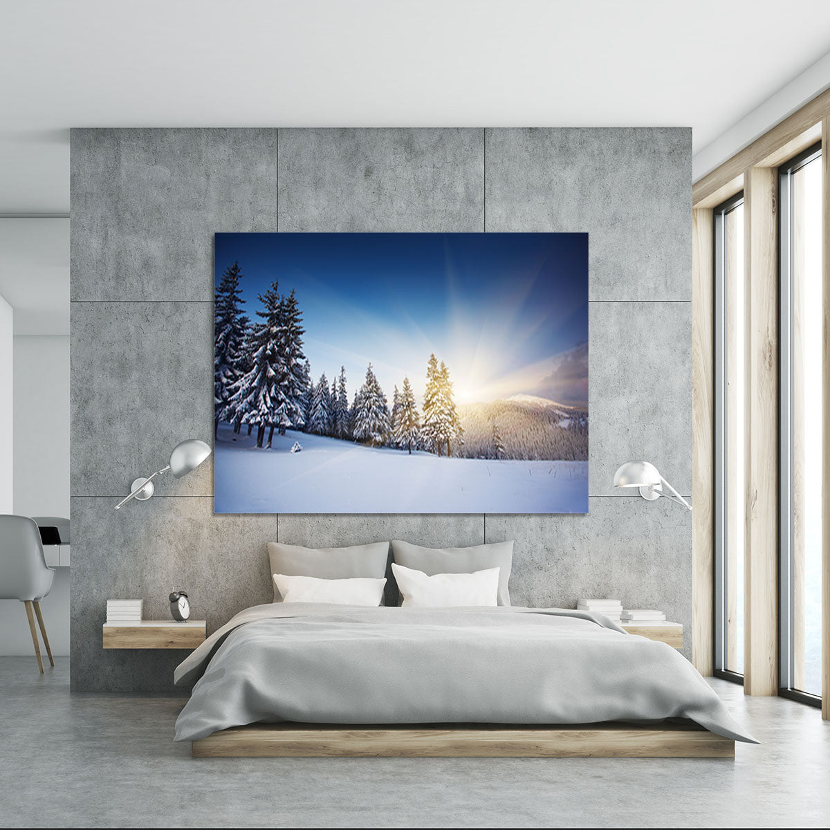 winter mountains landscape Canvas Print or Poster - Canvas Art Rocks - 5