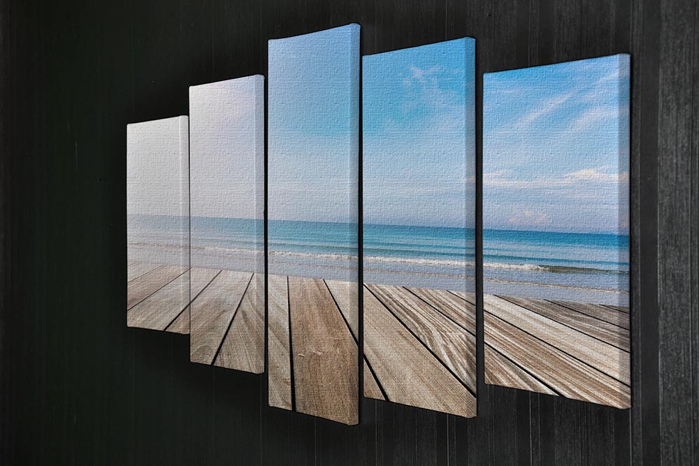 wood terrace on the beach and sun 5 Split Panel Canvas - Canvas Art Rocks - 2