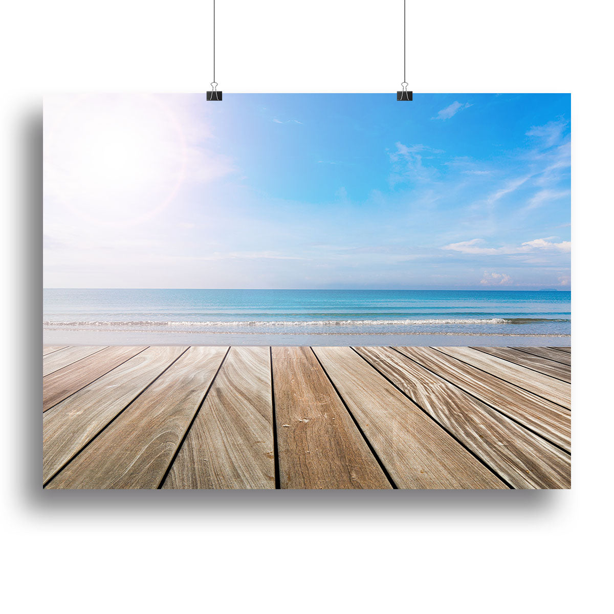 wood terrace on the beach and sun Canvas Print or Poster - Canvas Art Rocks - 2