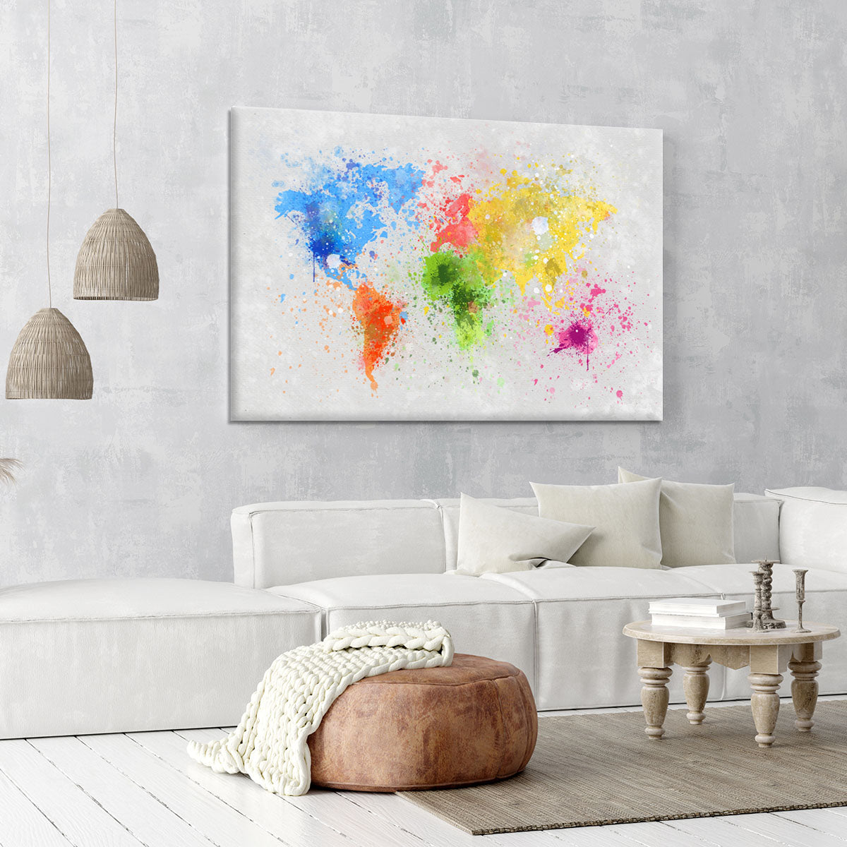 world map painting Canvas Print or Poster - Canvas Art Rocks - 6
