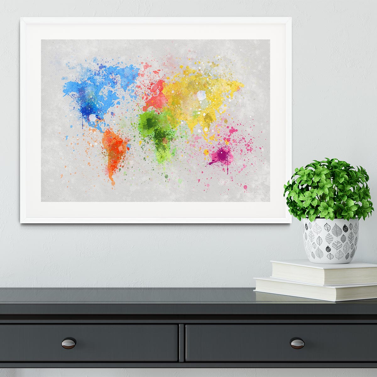 world map painting Framed Print - Canvas Art Rocks - 5